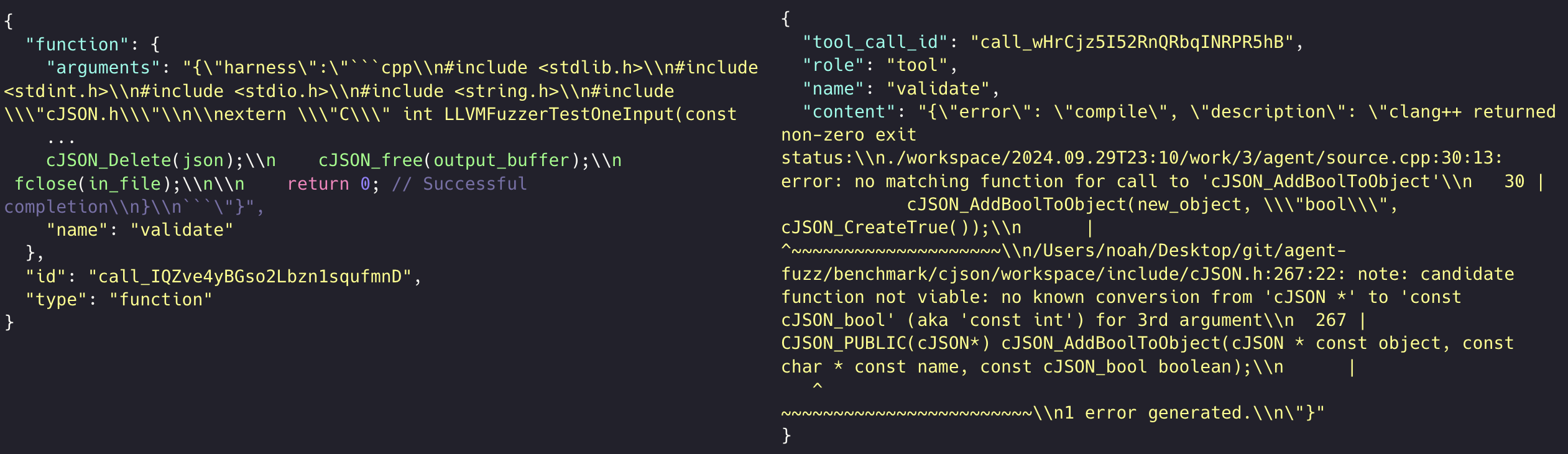 Figure 9. Tool Call: Harness Validation (Compile failure)